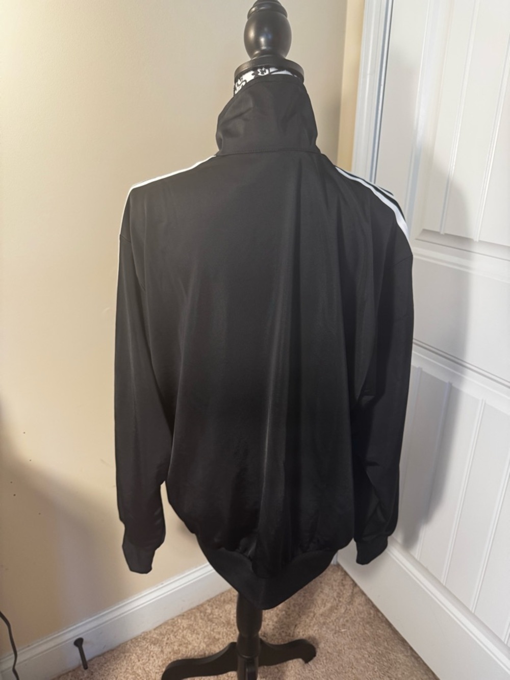 adidas Originals Black Track Bomber Jacket with White Stripes NWT - Picture 6 of 7